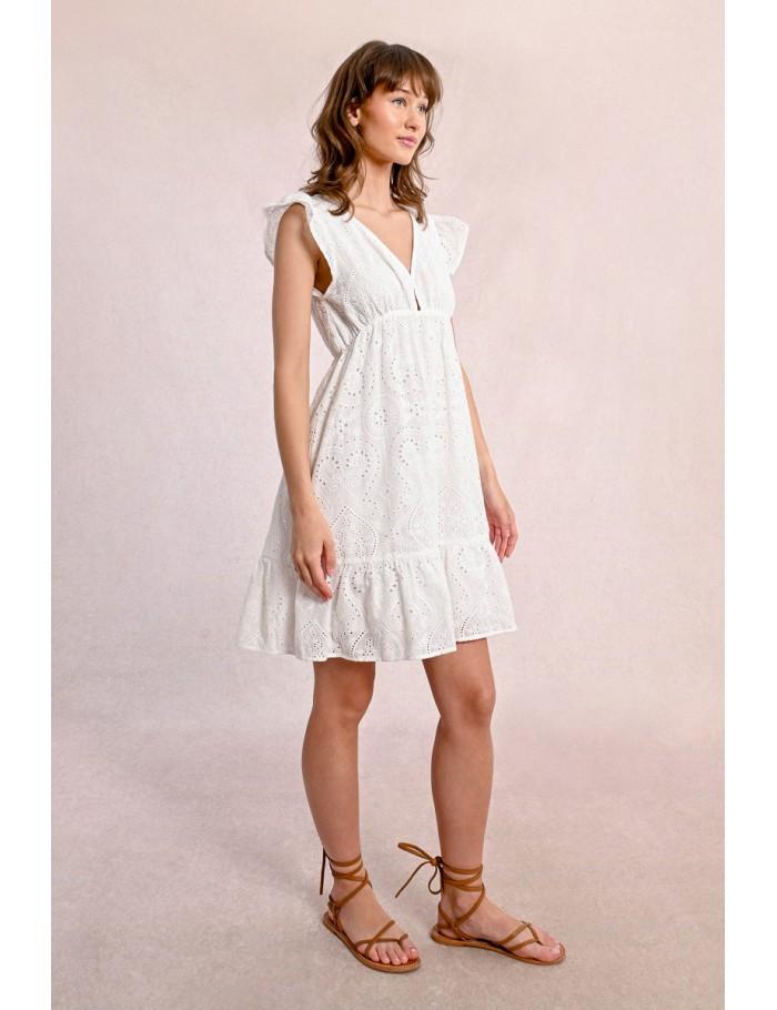 Lili Sidonio X Molly Bracken Robe Courte En Broderies Anglaises COBALT BLUE