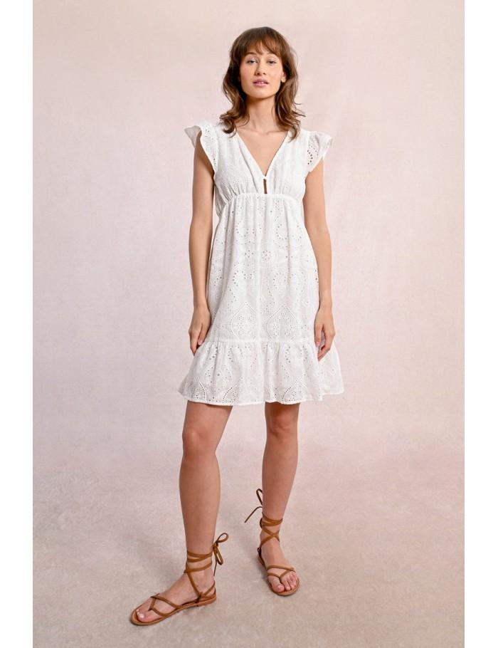 lili sidonio x molly bracken Robe courte en broderies anglaises COBALT BLUE