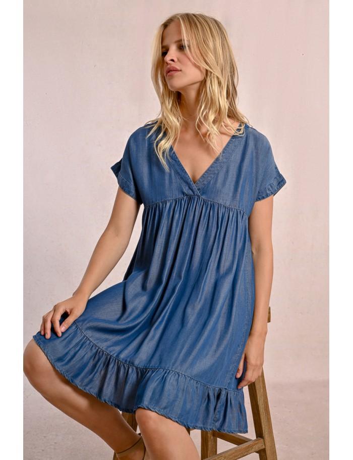 Lili Sidonio X Molly Bracken Robe Courte En Lyocell DENIM BLUE