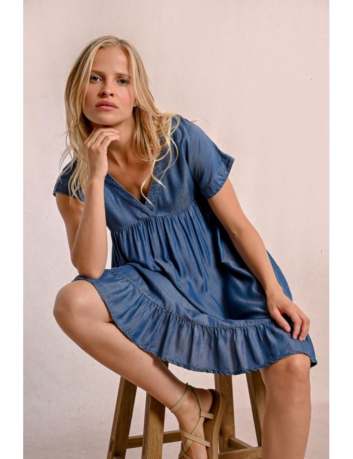 lili sidonio x molly bracken Robe courte en lyocell DENIM BLUE