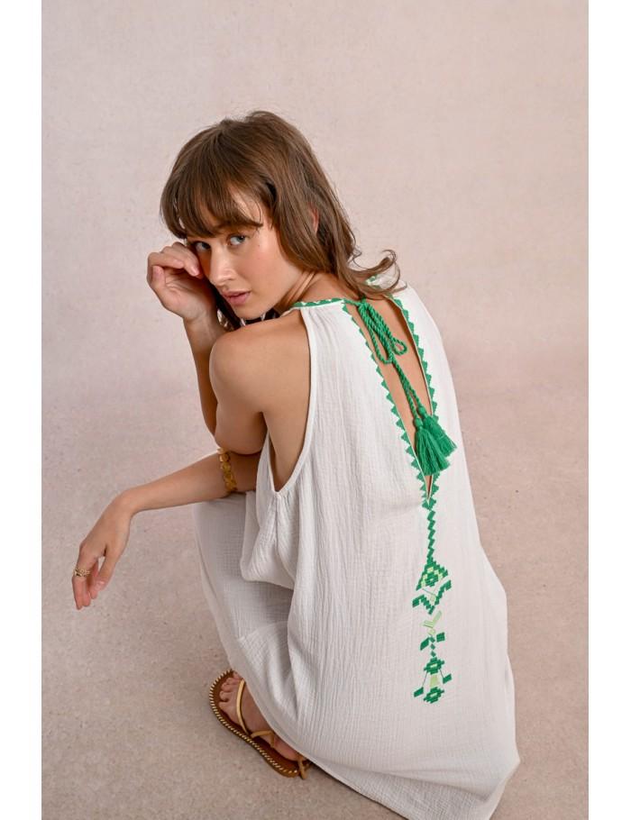 Lili Sidonio X Molly Bracken Robe Courte En Popeline Brodé WHITE