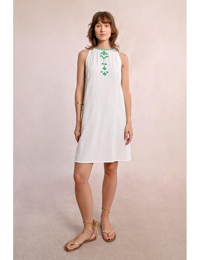 Lili Sidonio X Molly Bracken Robe Courte En Popeline Brodé WHITE