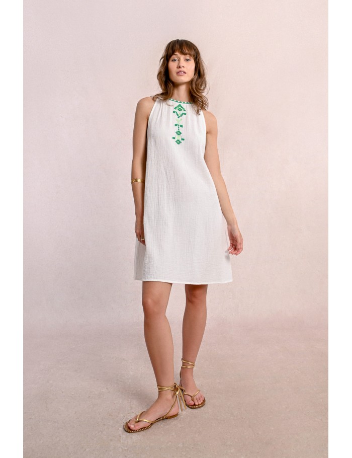 lili sidonio x molly bracken Robe courte en popeline brodé WHITE lili sidonio x molly bracken Robe courte en popeline brodé WHITE