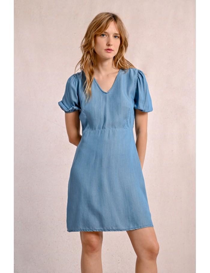 Lili Sidonio X Molly Bracken Robe Courte En Tencel LIGHT BLUE DENIM