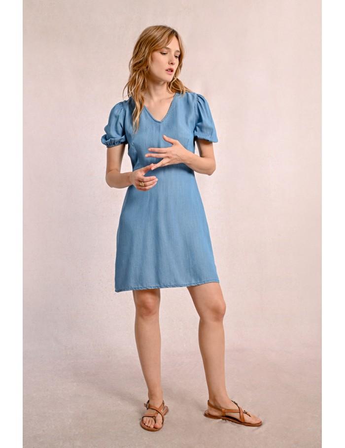 Lili Sidonio X Molly Bracken Robe Courte En Tencel LIGHT BLUE DENIM