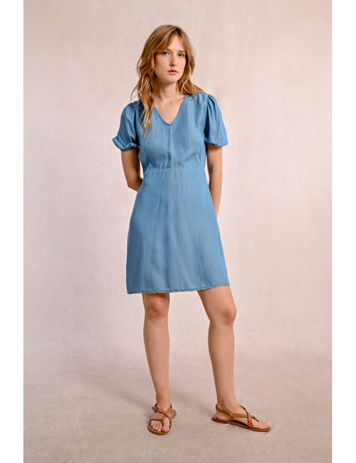 Lili Sidonio X Molly Bracken Robe Courte En Tencel LIGHT BLUE DENIM