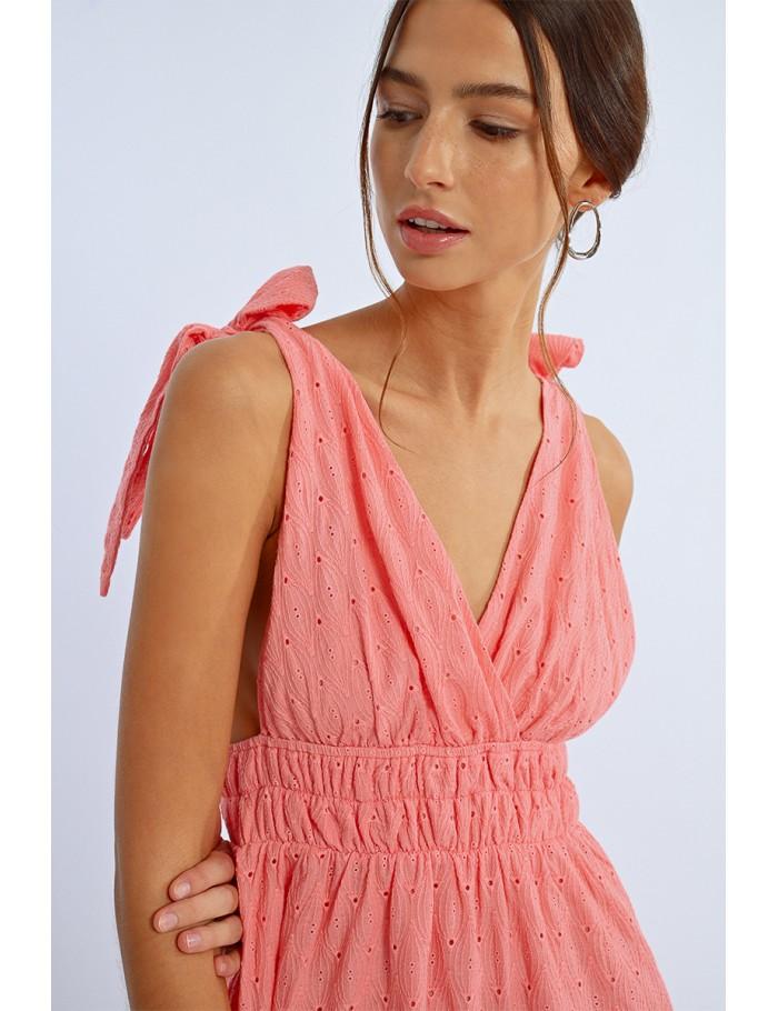 Lili Sidonio X Molly Bracken Robe Courte épaules Nouées CORAL