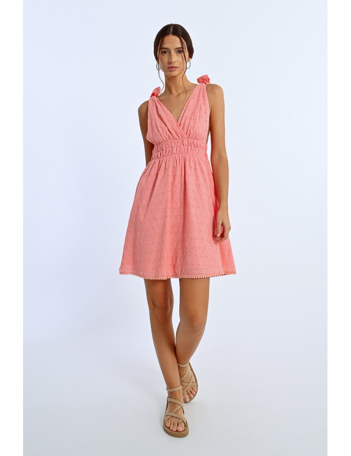 Lili Sidonio X Molly Bracken Robe Courte épaules Nouées CORAL