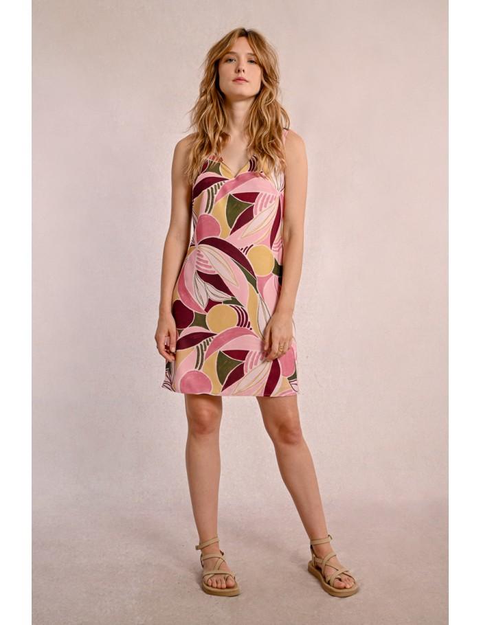 Lili Sidonio X Molly Bracken Robe Courte Et Droite Imprimée LIGHT PINK DEEPA