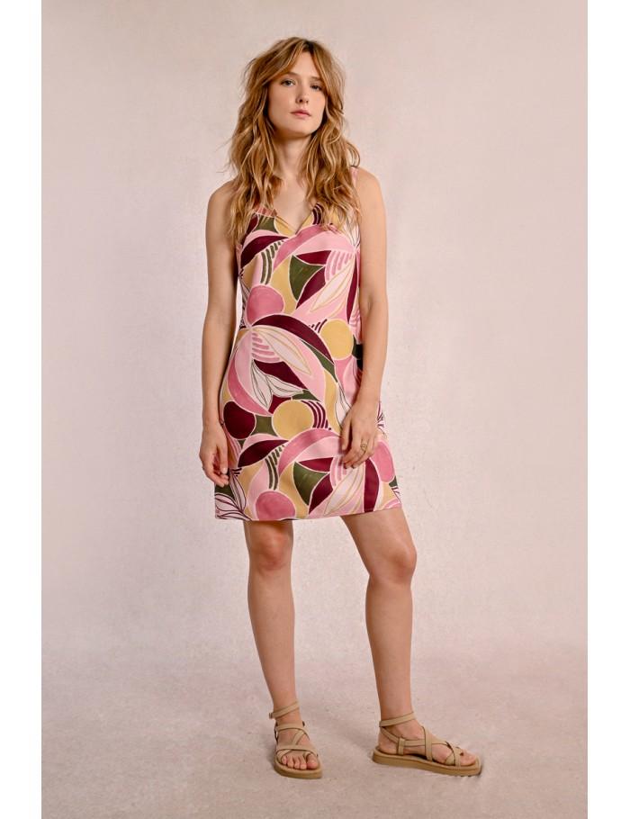 Lili Sidonio X Molly Bracken Robe Courte Et Droite Imprimée LIGHT PINK DEEPA