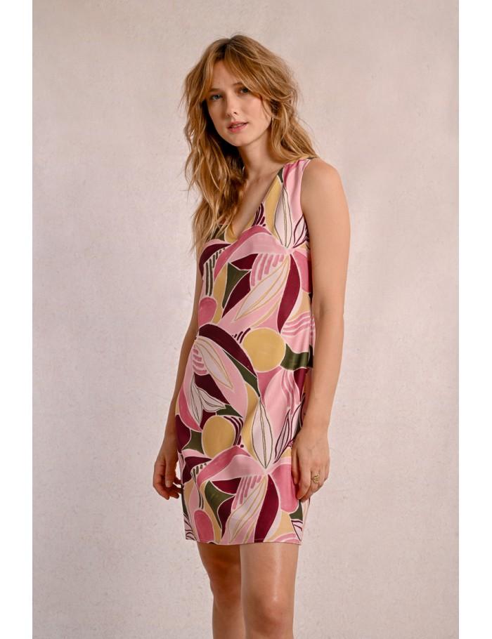 lili sidonio x molly bracken Robe courte et droite imprimée LIGHT PINK DEEPA