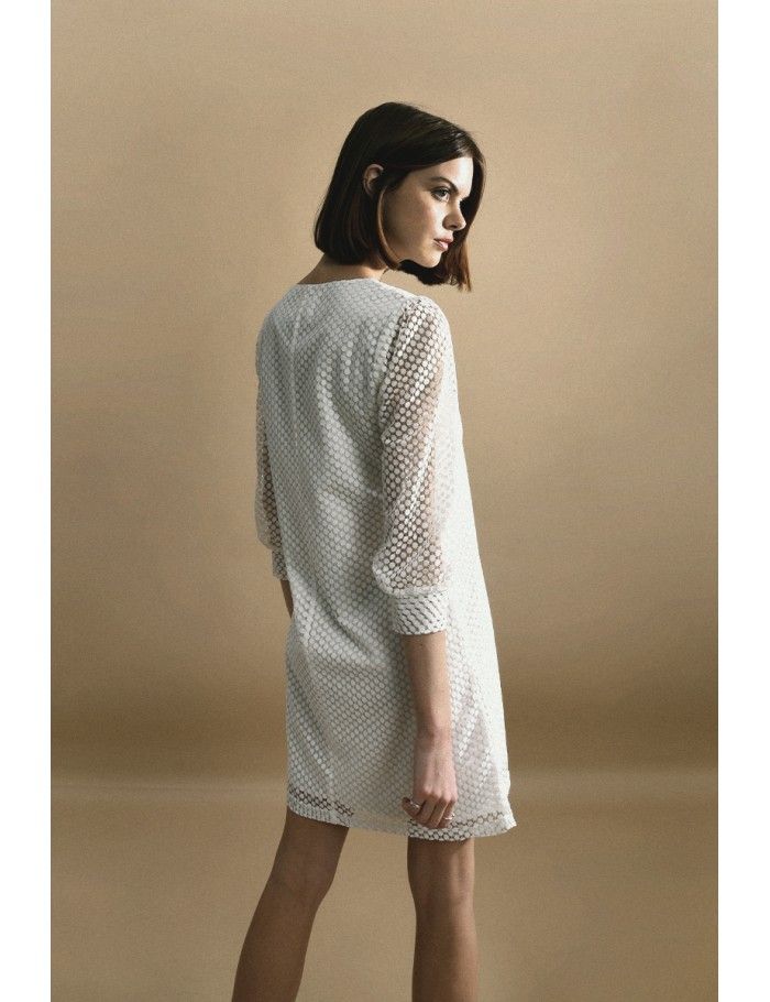 Lili Sidonio X Molly Bracken Robe Courte évasée En Dentelle WHITE