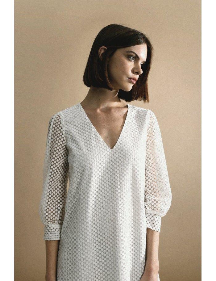 Lili Sidonio X Molly Bracken Robe Courte évasée En Dentelle WHITE