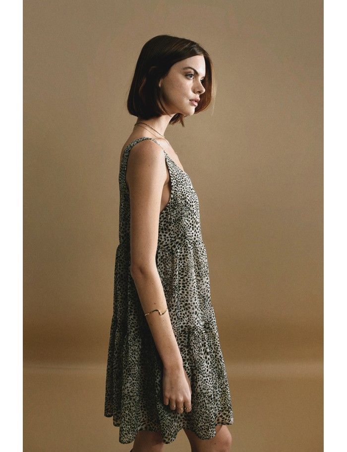 Lili Sidonio X Molly Bracken Robe Courte évasée KHAKI ST BARTH
