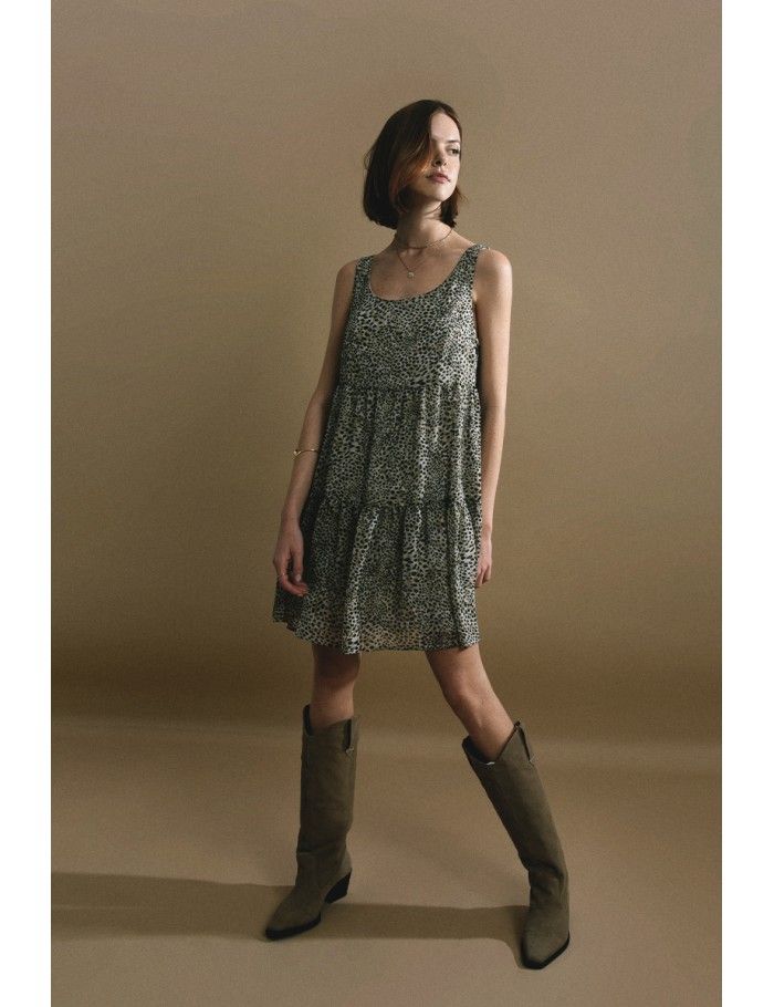 lili sidonio x molly bracken Robe courte évasée KHAKI ST BARTH