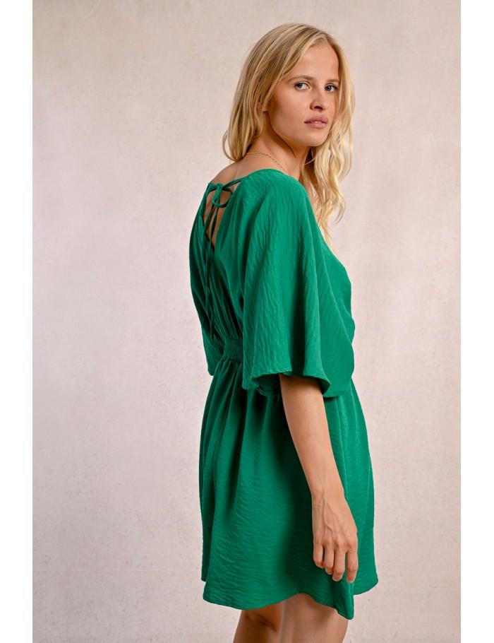 Lili Sidonio X Molly Bracken Robe Courte Fluide élastiquée à La Taille Et Dos Nu VERT