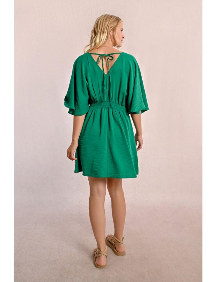 Lili Sidonio X Molly Bracken Robe Courte Fluide élastiquée à La Taille Et Dos Nu VERT