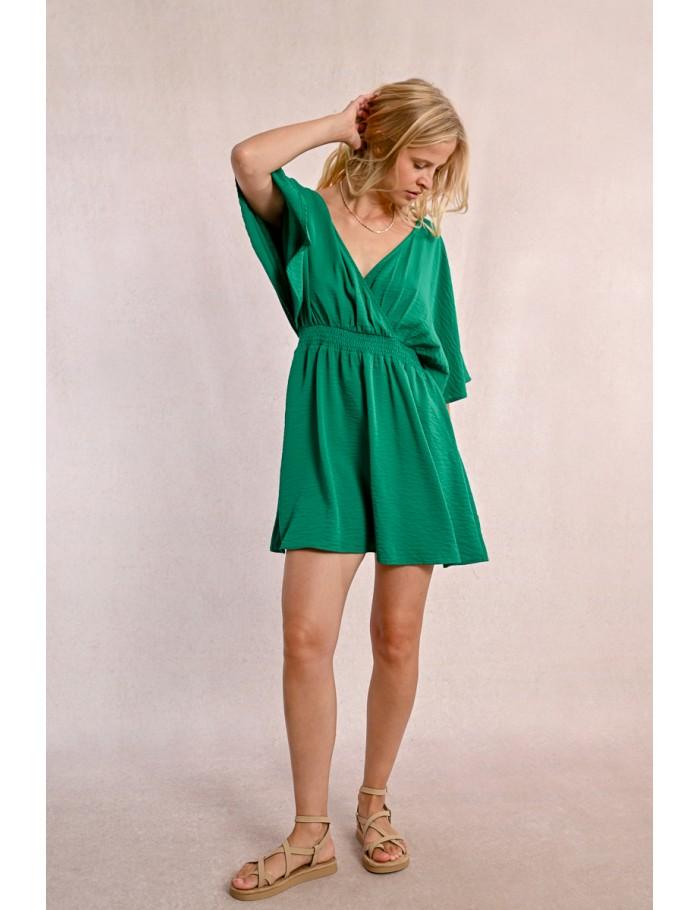 Lili Sidonio X Molly Bracken Robe Courte Fluide élastiquée à La Taille Et Dos Nu VERT