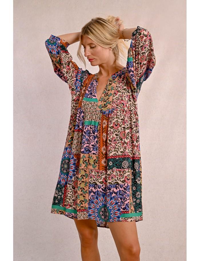 Lili Sidonio X Molly Bracken Robe Courte Imprimé Cachemire MULTICO BANITA