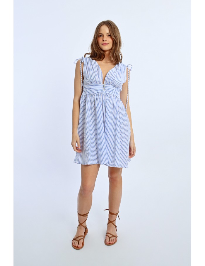 Lili Sidonio X Molly Bracken Robe Courte Irisée à Rayures LIGHT BLUE