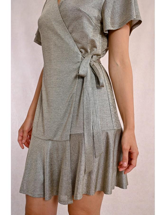 Lili Sidonio X Molly Bracken Robe Courte Irisée Et à Volants BEIGE