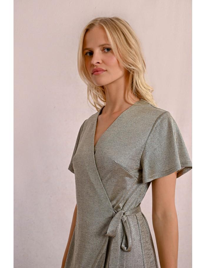 Lili Sidonio X Molly Bracken Robe Courte Irisée Et à Volants BEIGE