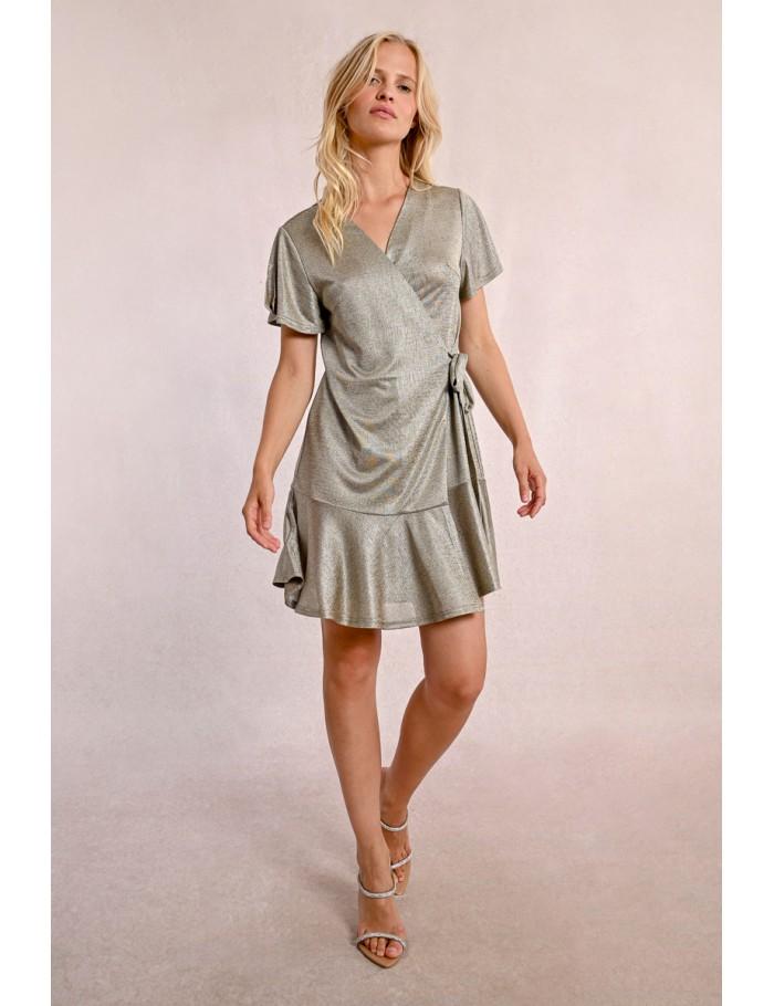 lili sidonio x molly bracken Robe courte irisée et à volants BEIGE lili sidonio x molly bracken Robe courte irisée et à volants BEIGE