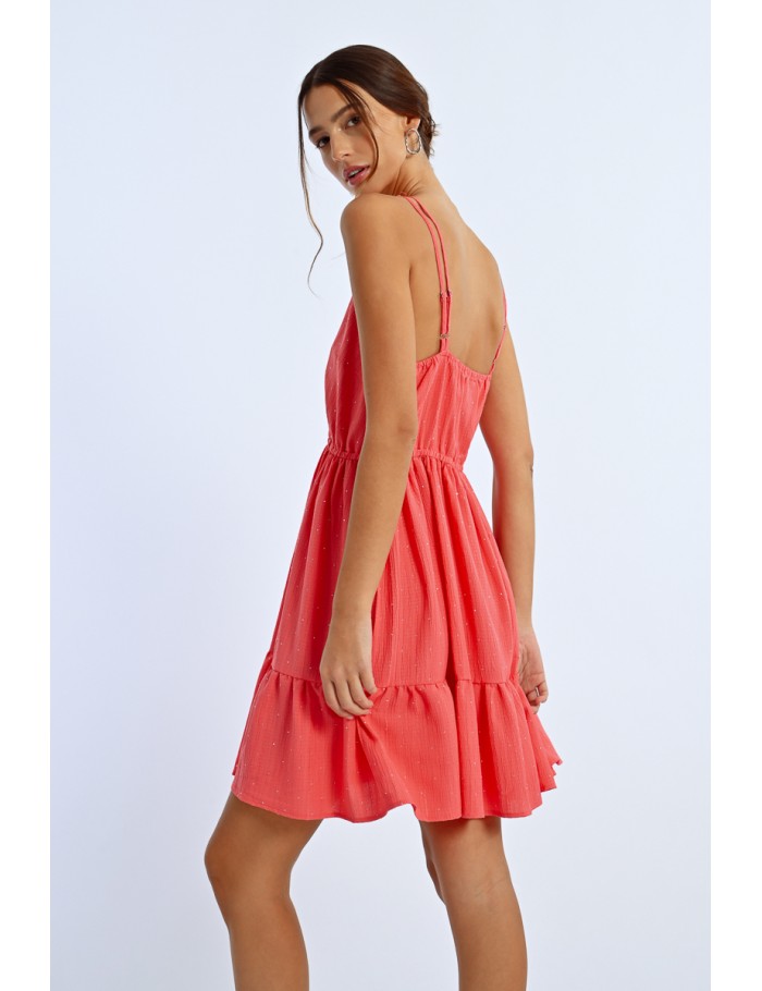 Lili Sidonio X Molly Bracken Robe Courte Parsemée De Strass CORAL