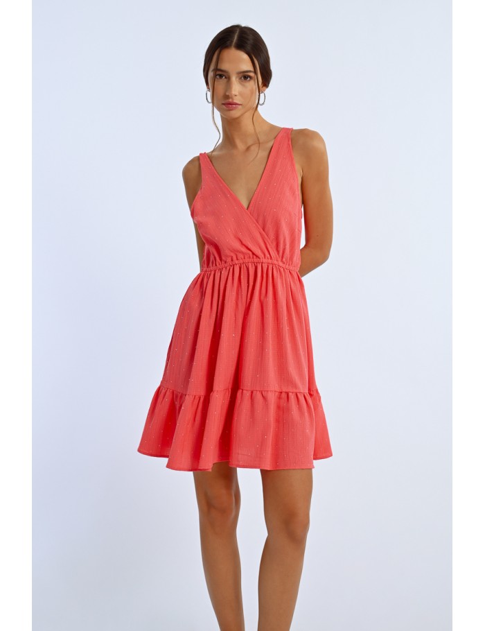 Lili Sidonio X Molly Bracken Robe Courte Parsemée De Strass CORAL