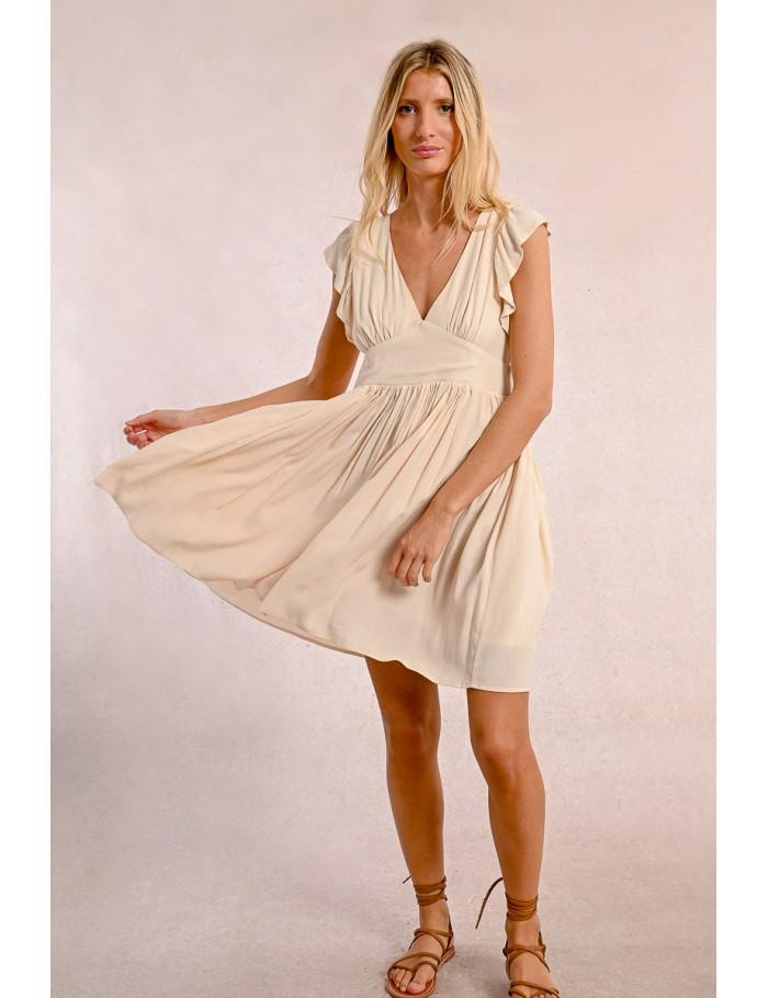 Lili Sidonio X Molly Bracken Robe Courte Plissée CRÈME