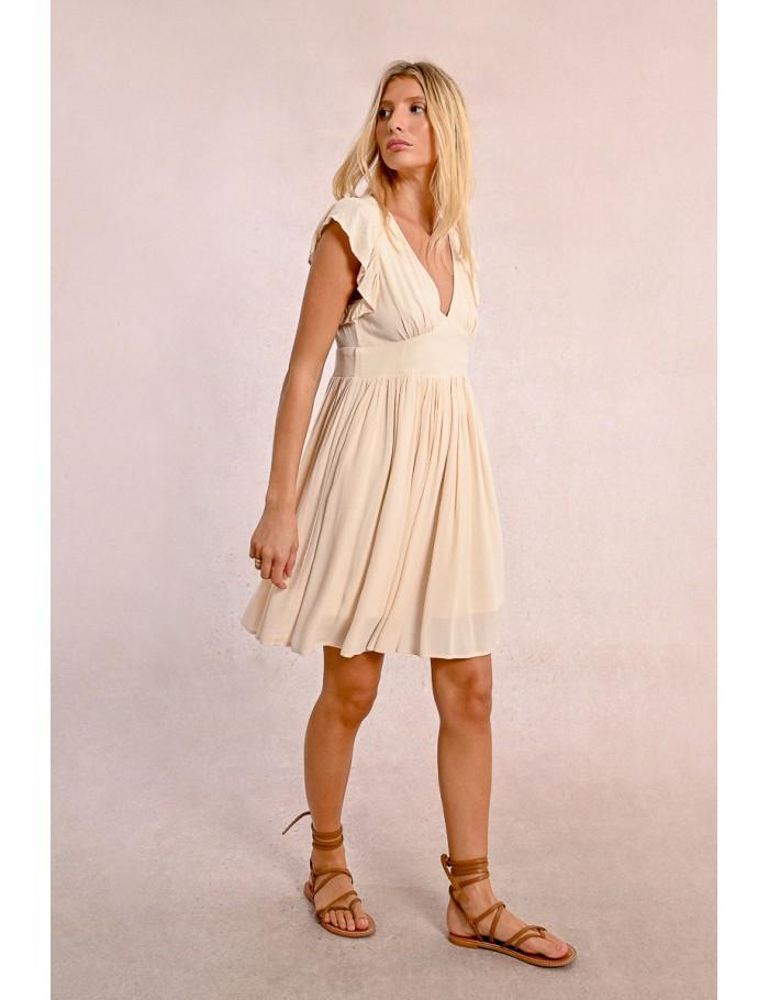 Lili Sidonio X Molly Bracken Robe Courte Plissée CRÈME