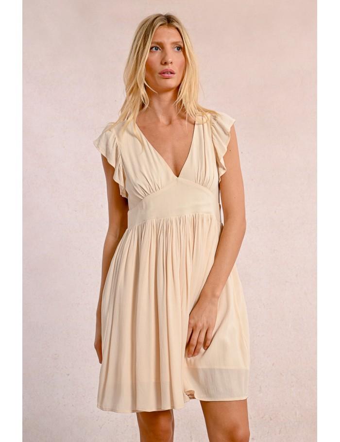 Lili Sidonio X Molly Bracken Robe Courte Plissée CRÈME