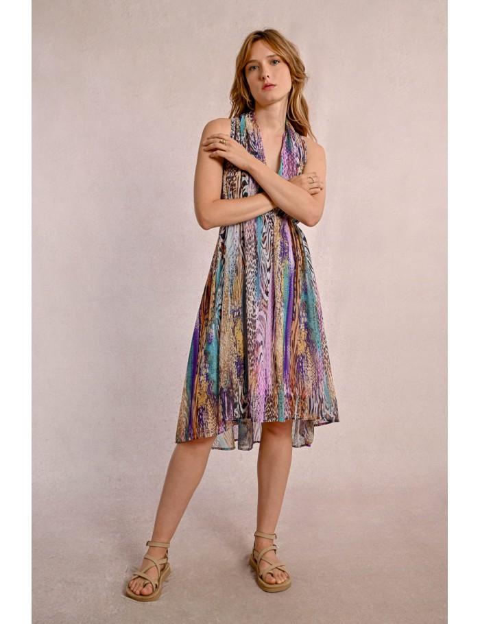 Lili Sidonio X Molly Bracken Robe Courte Plissée Et Imprimée MULTICO PAOLA