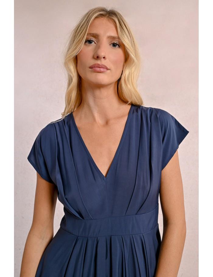 Lili Sidonio X Molly Bracken Robe Courte Plissée NAVY BLUE