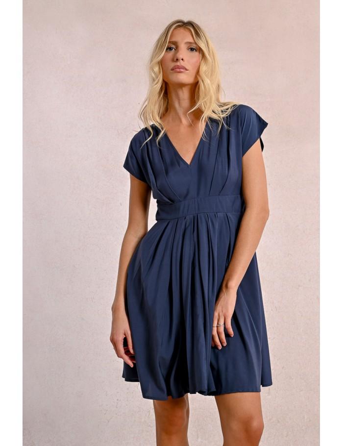 Lili Sidonio X Molly Bracken Robe Courte Plissée NAVY BLUE