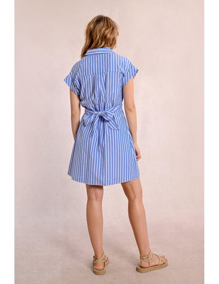 Lili Sidonio X Molly Bracken Robe Courte Rayée Et Croisée LIGHT BLUE