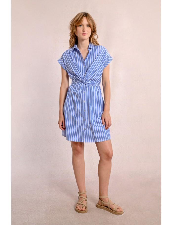 lili sidonio x molly bracken Robe courte rayée et croisée LIGHT BLUE