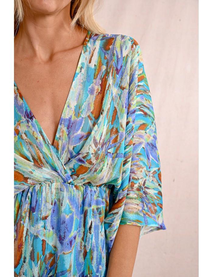 Lili Sidonio X Molly Bracken Robe Courte Style Kimono BLUE EDMEE