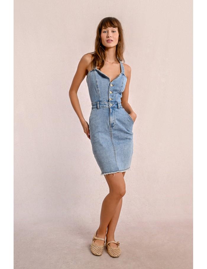 Lili Sidonio X Molly Bracken Robe En Jean LIGHT BLUE DENIM