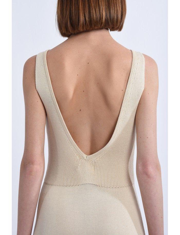 Lili Sidonio X Molly Bracken Robe En Maille Encolure V Au Dos BEIGE