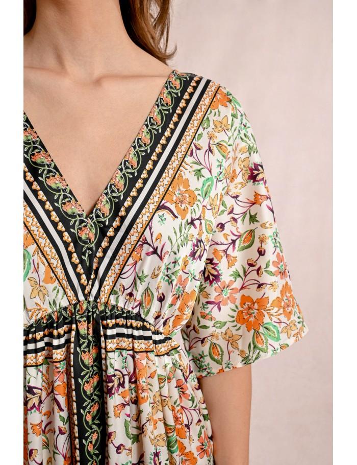 Lili Sidonio X Molly Bracken Robe évasée à Imprimé OFFWHITE CLEMENTINE