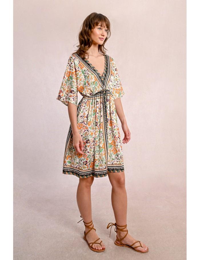 Lili Sidonio X Molly Bracken Robe évasée à Imprimé OFFWHITE CLEMENTINE