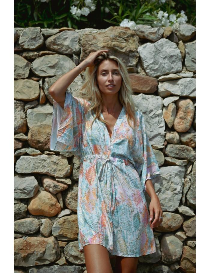 Lili Sidonio X Molly Bracken Robe Kimono TURQUOISE JAZZ