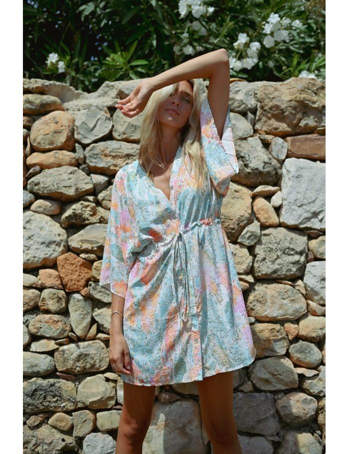 lili sidonio x molly bracken Robe kimono TURQUOISE JAZZ