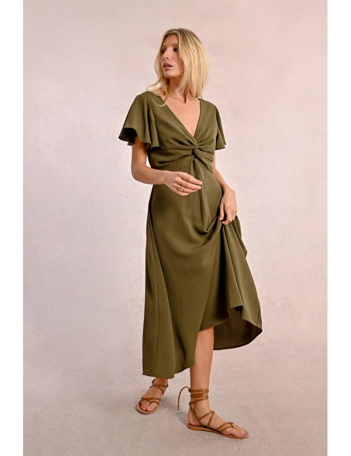 Lili Sidonio X Molly Bracken Robe Longue à Buste Noué ROUGE