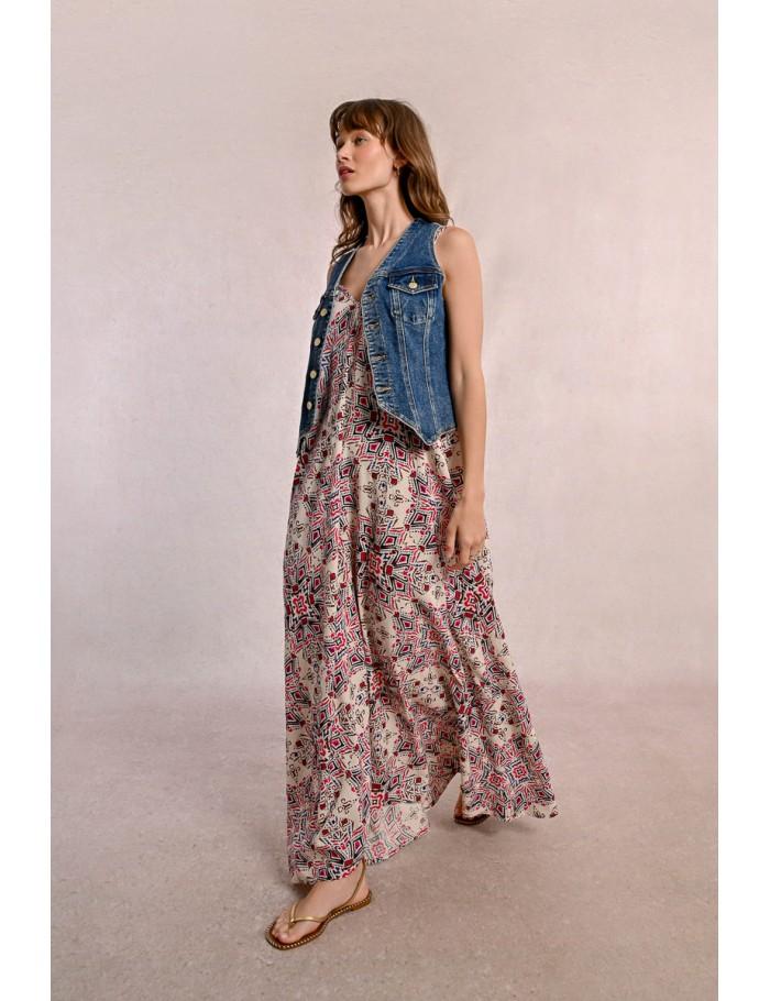 lili sidonio x molly bracken Robe longue à double bretelles CREAM PADMA