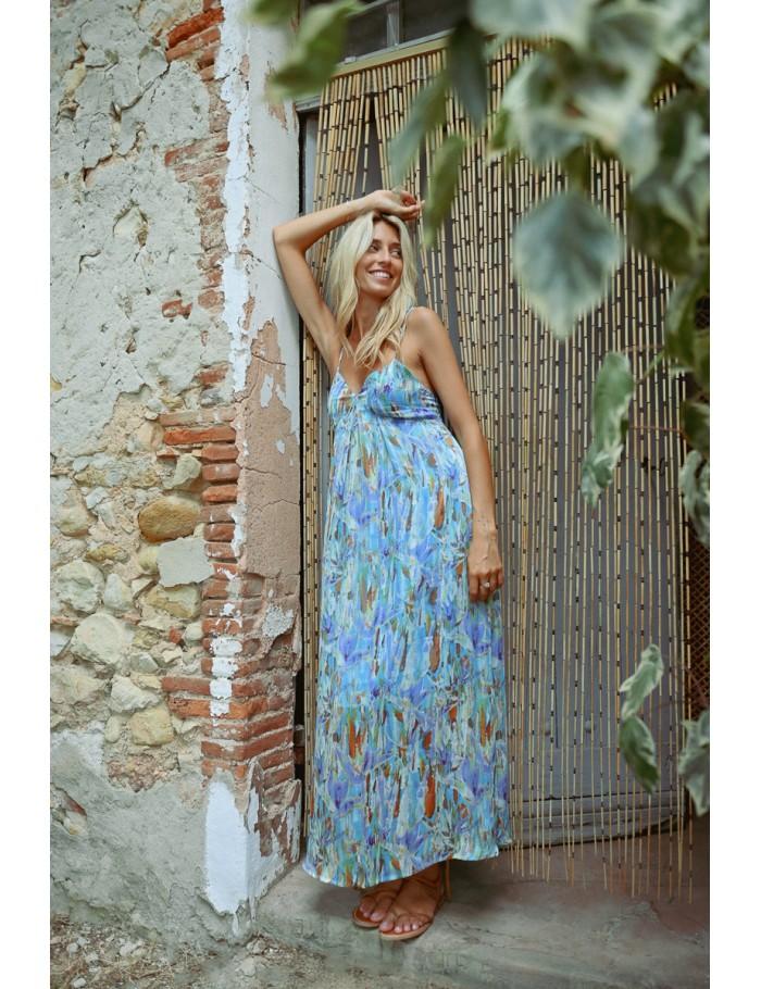 Lili Sidonio X Molly Bracken Robe Longue à Nouer Dans Le Dos BLUE EDMEE