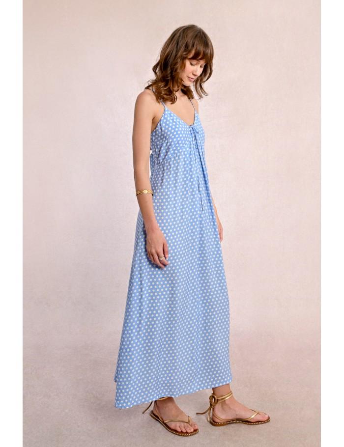 Lili Sidonio X Molly Bracken Robe Longue à Pois LIGHT BLUE