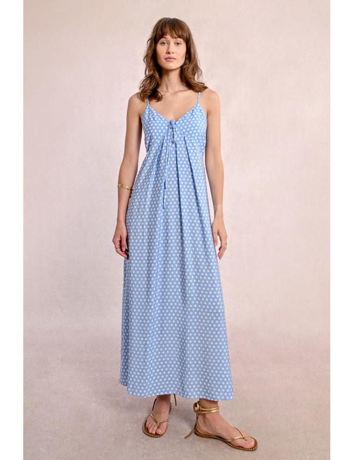 Lili Sidonio X Molly Bracken Robe Longue à Pois LIGHT BLUE