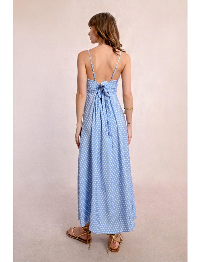 Lili Sidonio X Molly Bracken Robe Longue à Pois LIGHT BLUE